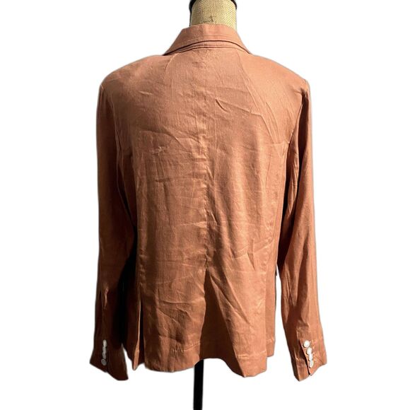 Lane Bryant Ramie‎ Blend Blazer Orange Lightweight Button Front Plus Size 14 - Picture 4 of 6